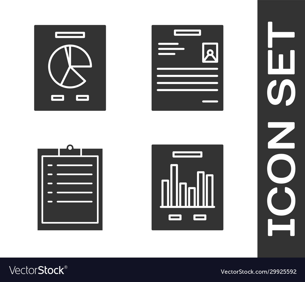 Set document with graph chart vector image Set document with graph chart