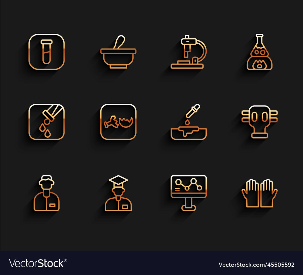 Set line laboratory assistant test tube and flask vector image Set line laboratory assistant test tube and flask