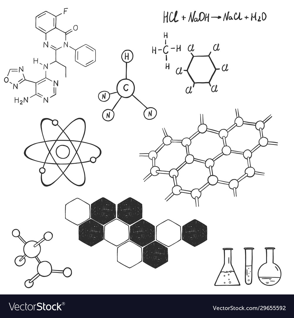 Set on theme science and chemistry black