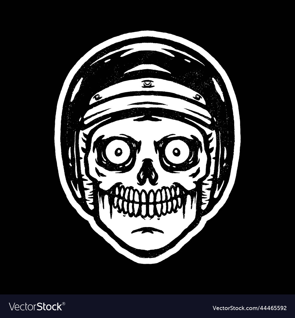 Skull head wearing a retro helmet vector image Skull head wearing a retro helmet