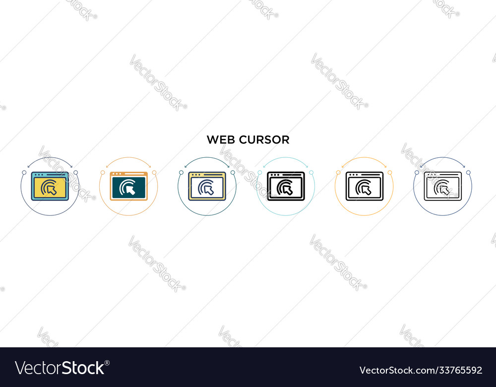 Web cursor icon in filled thin line outline