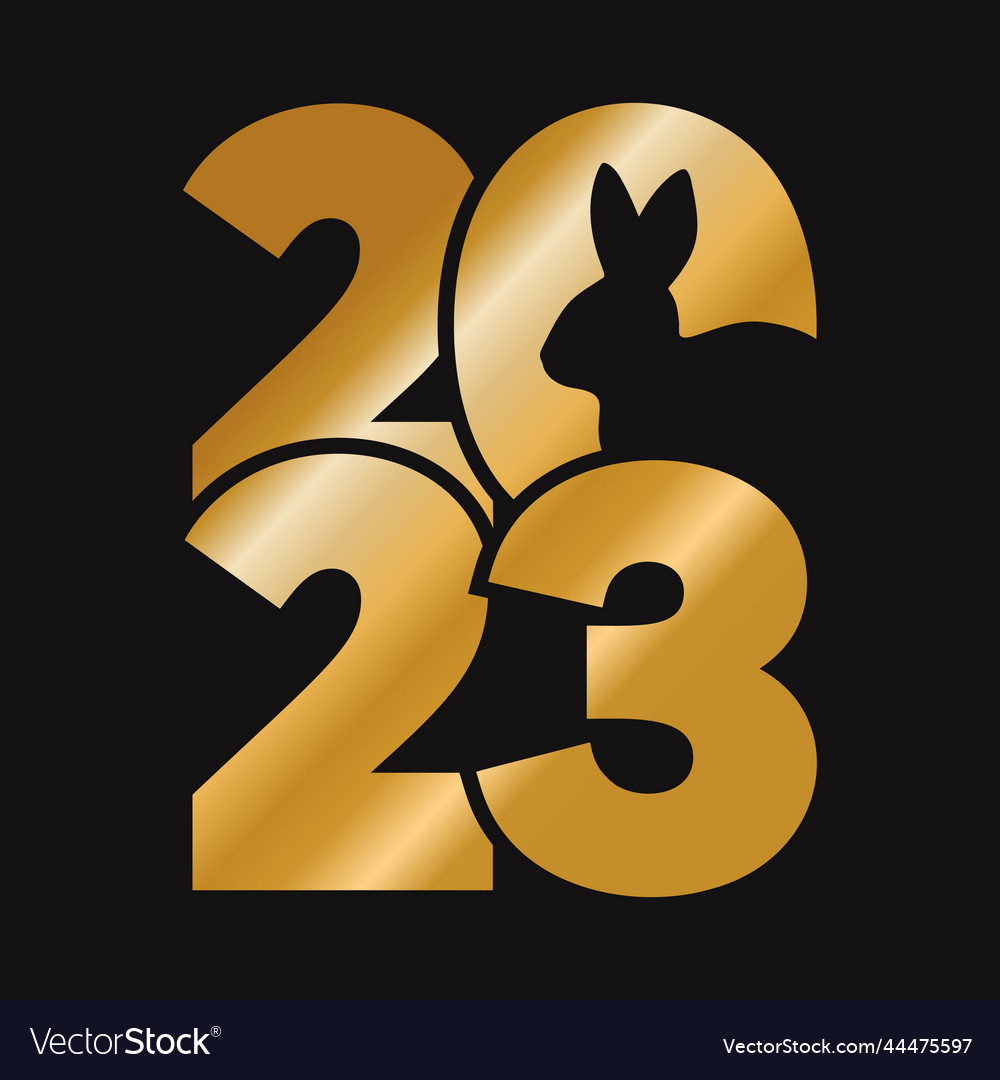 2023 logo with rabbit a cool and stylish golden Vector Image