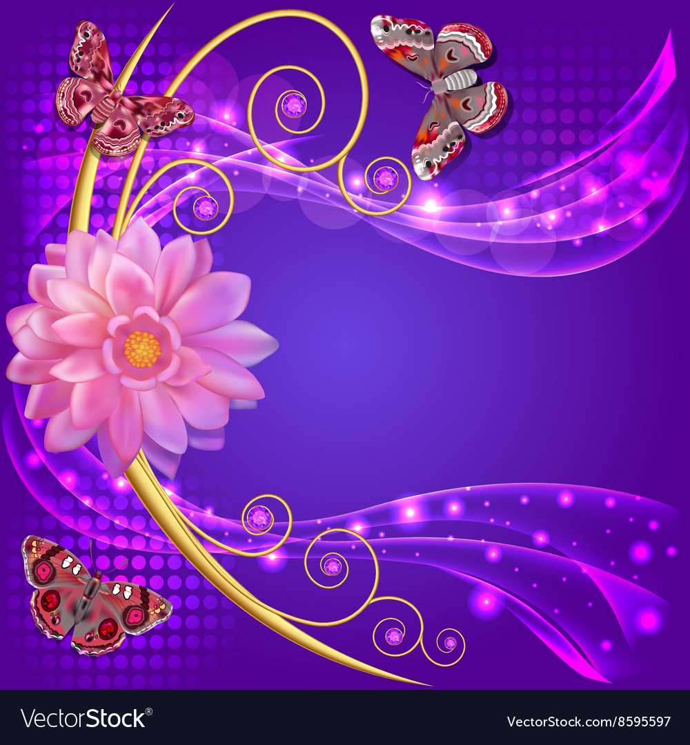 Abstract background with flowers and butterflies w