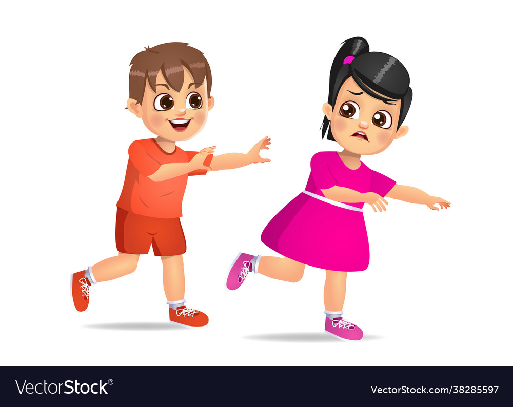 Bad kid bully his friend Royalty Free Vector Image