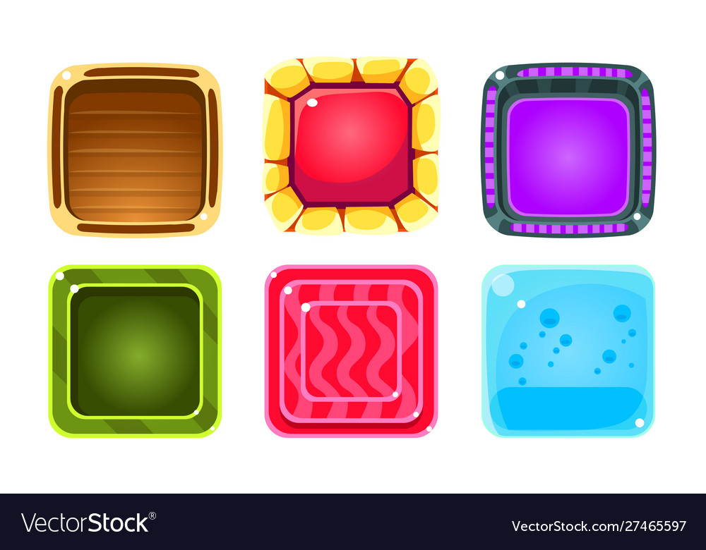 Colorful glossy squares set shiny buttons game Vector Image