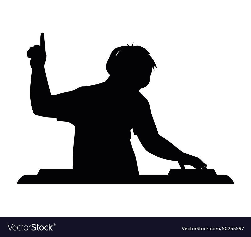 Dj silhouette mixing Royalty Free Vector Image