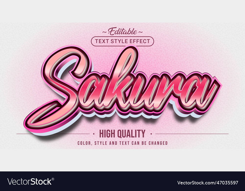 Editable text style effect - sakura Royalty Free Vector