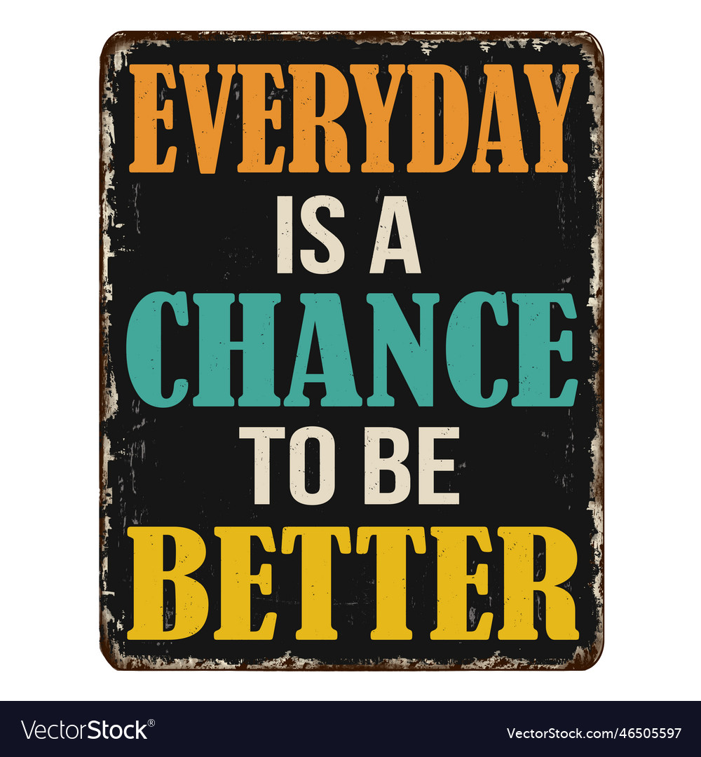 Everyday Is A Chance To Be Better Vintage Rusty Vector Image