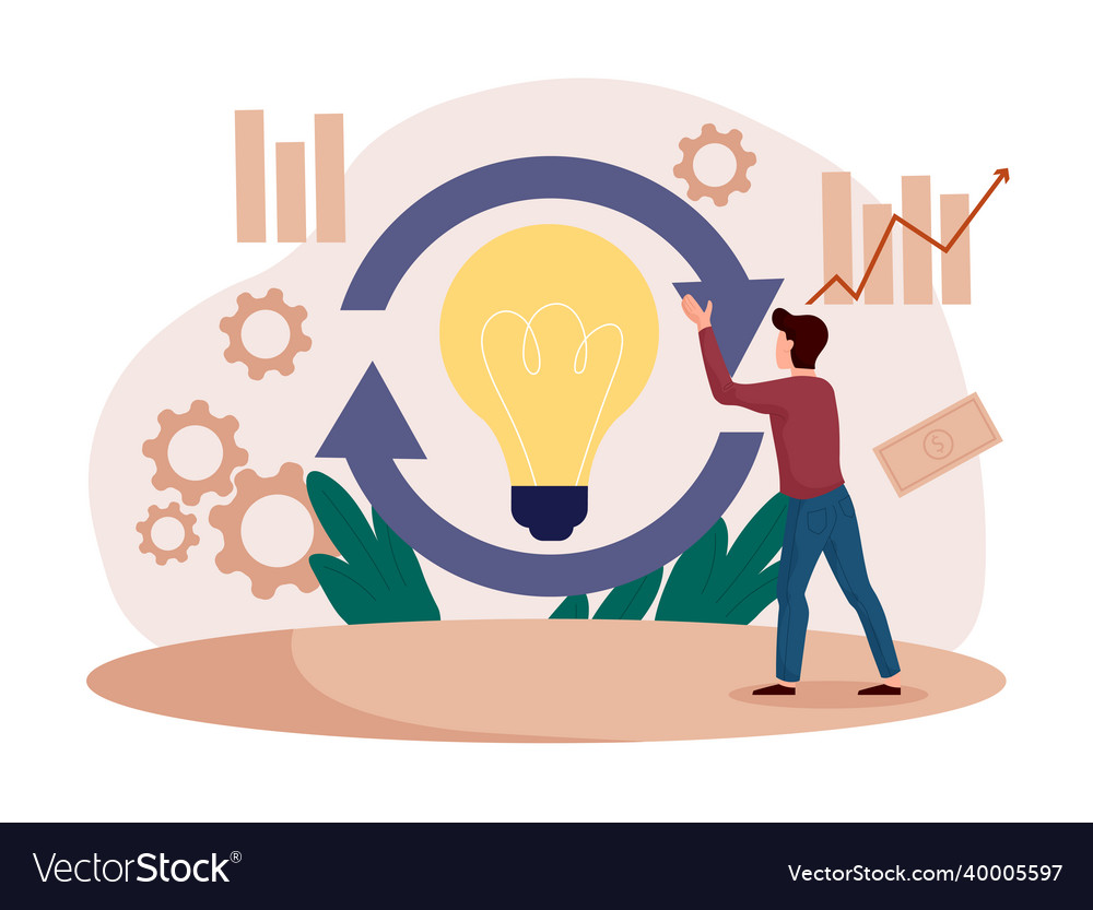 Implementation or integration of innovative ideas vector image Implementation or integration of innovative ideas