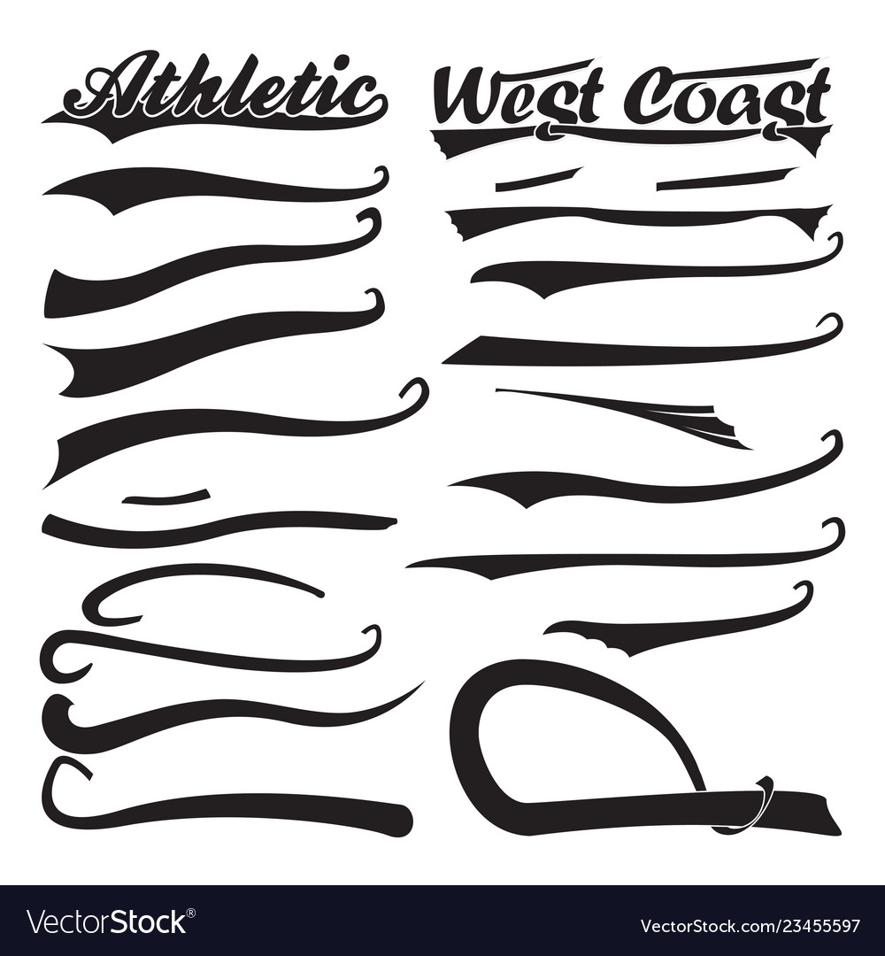 Monochrome swooshes set Royalty Free Vector Image