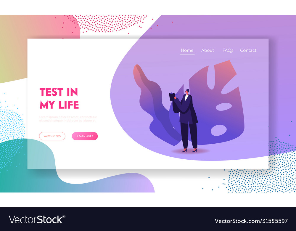 Polygraph operator questioning landing page vector image Polygraph operator questioning landing page