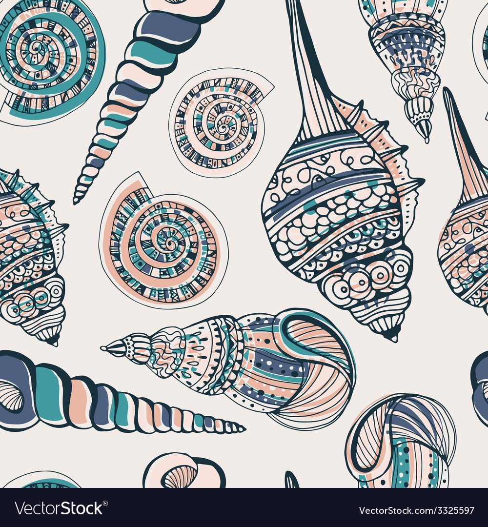 Seashell seamless pattern