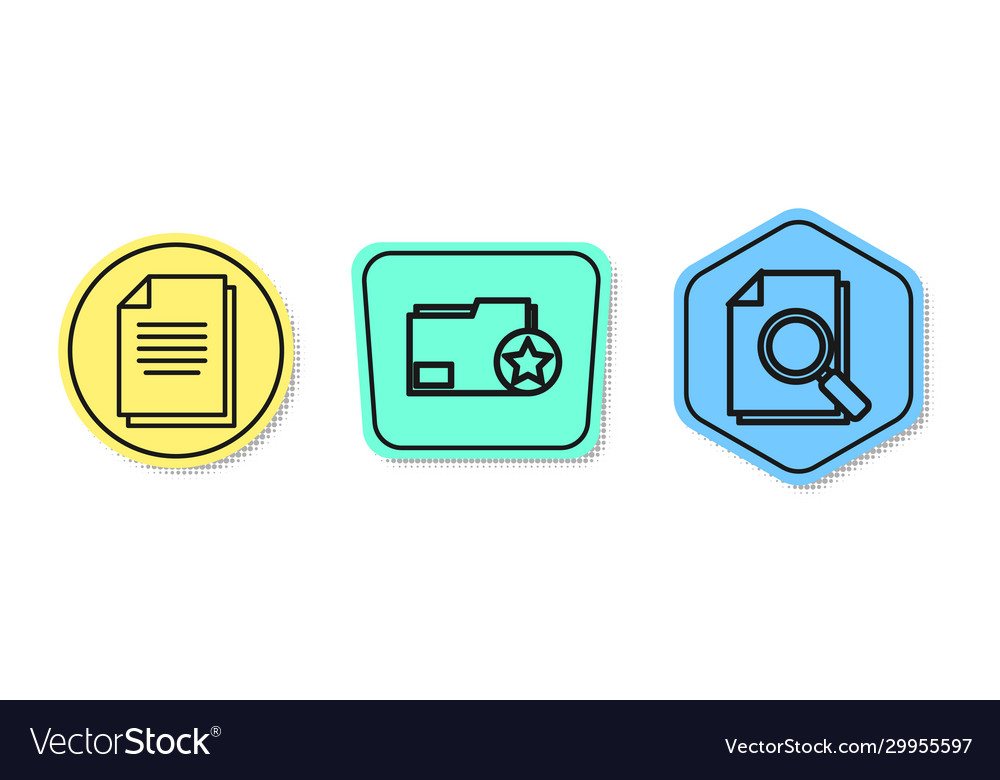 Set line document folder with star vector image Set line document folder with star