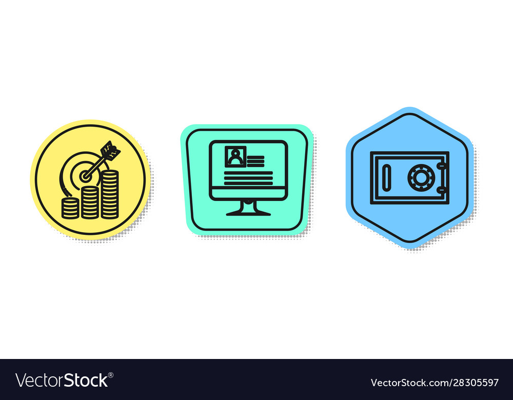 Set line target with coin symbol computer monitor vector image Set line target with coin symbol computer monitor