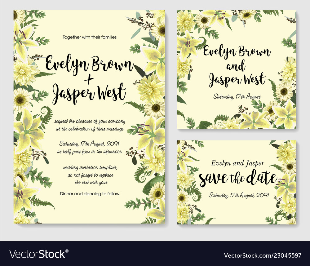 Set of wedding invitation greeting card save