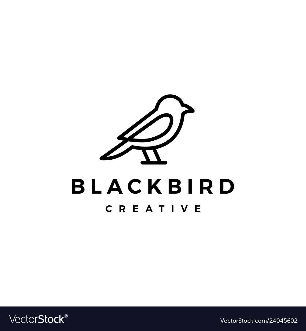 Bird logo line outline monoline art icon vector image Bird logo line outline monoline art icon