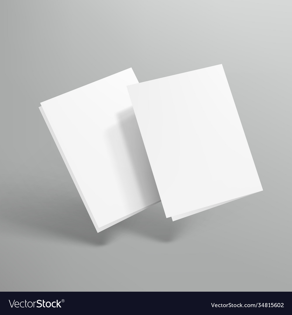 Blank half fold paper flying on gray background Vector Image