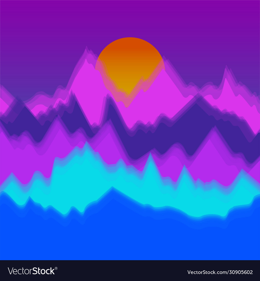 Colorful landscape with silhouettes mountains