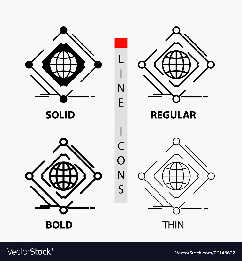 Complex global internet net web icon in thin vector image Complex global internet net web icon in thin