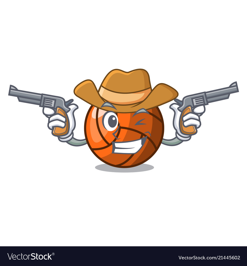Cowboy volleyball character cartoon style