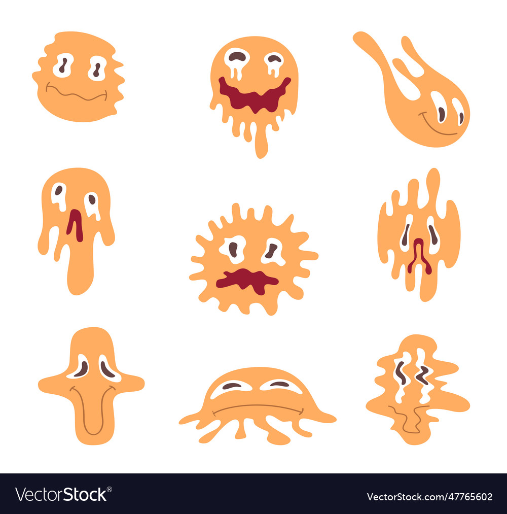 Distorted smiles funny emoticons falling Vector Image