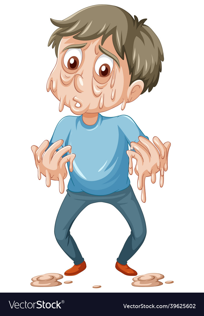Melted man cartoon character on white background vector image Melted man cartoon character on white background