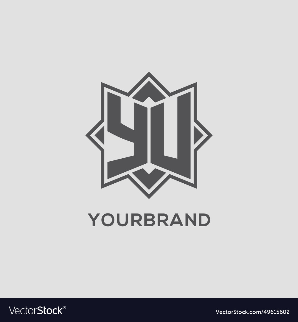 Monogram yu logo with eight point star style Vector Image