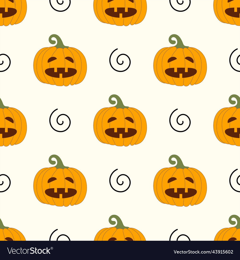Pattern of pumpkin and curl on light background