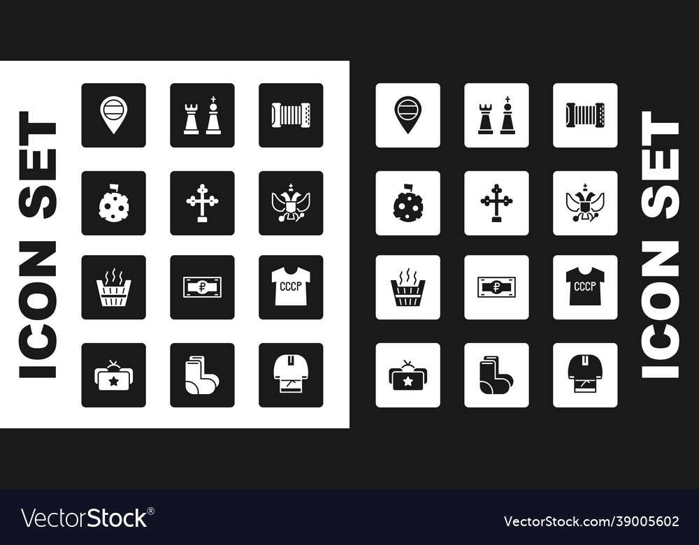 Set accordion christian cross moon with flag vector image Set accordion christian cross moon with flag