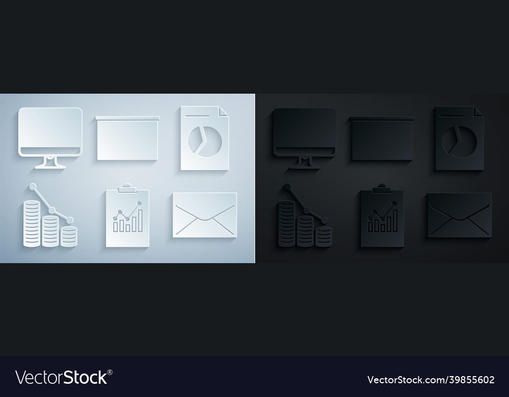 Set clipboard with graph chart document pie vector image Set clipboard with graph chart document pie