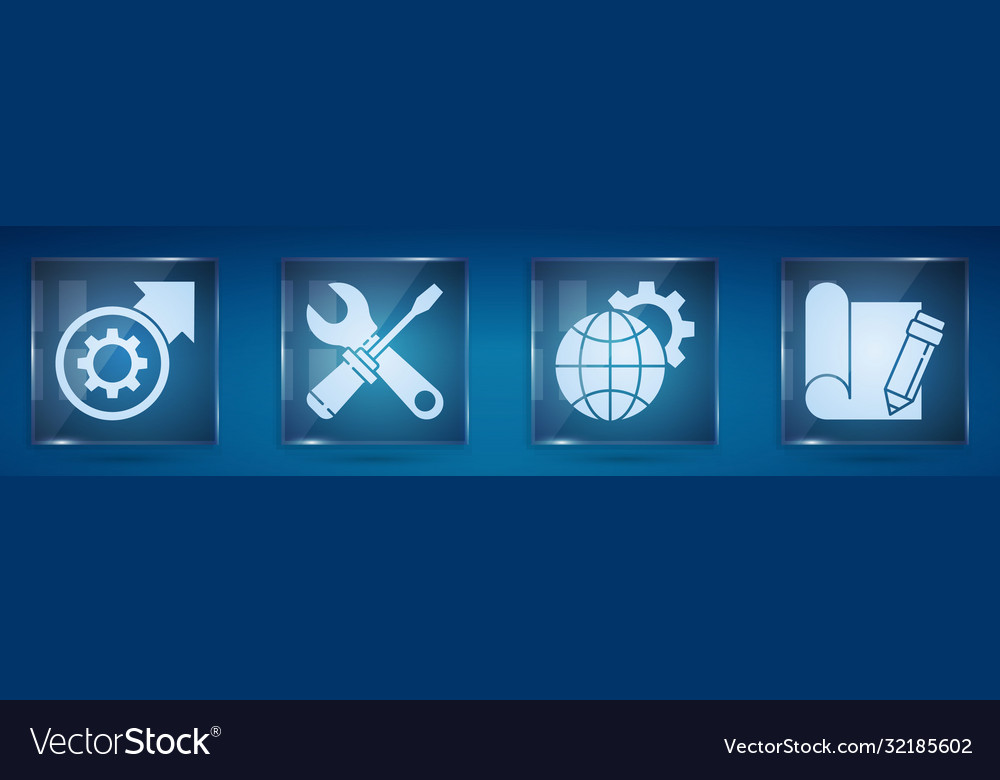 Set gear and arrows as workflow process