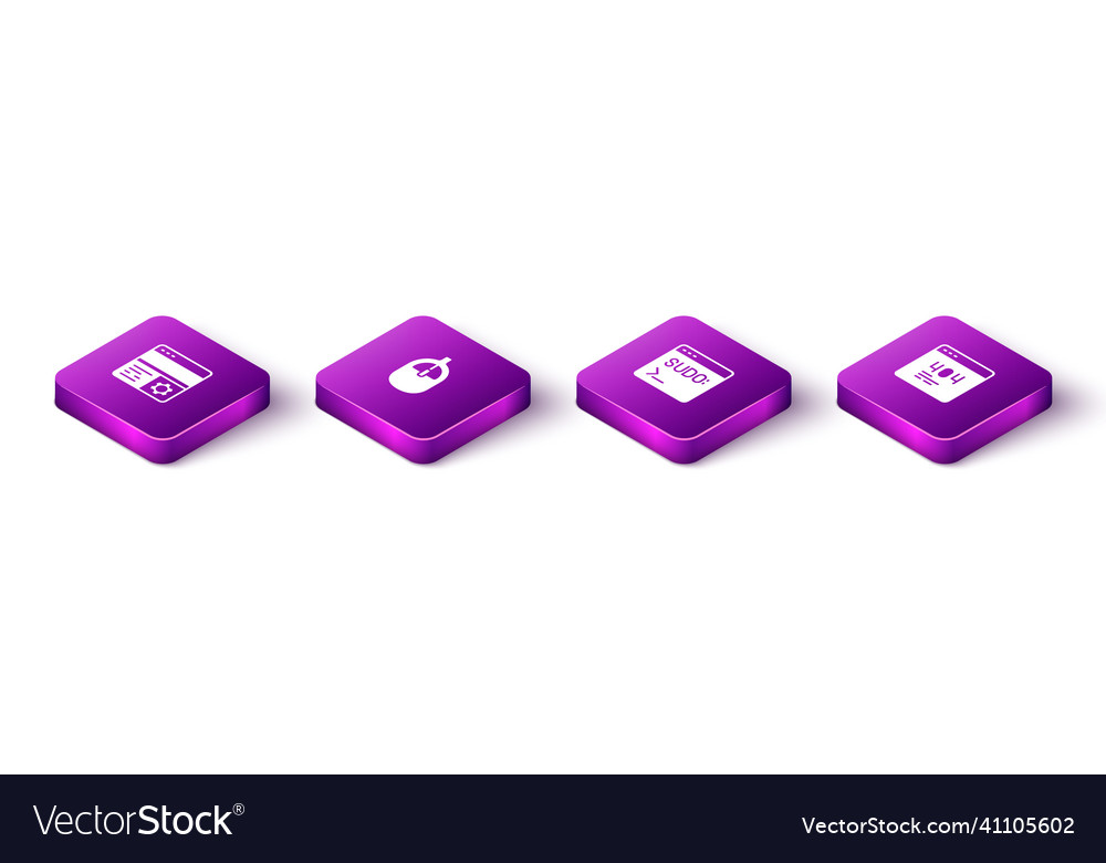 Set isometric debugging computer mouse code vector image Set isometric debugging computer mouse code