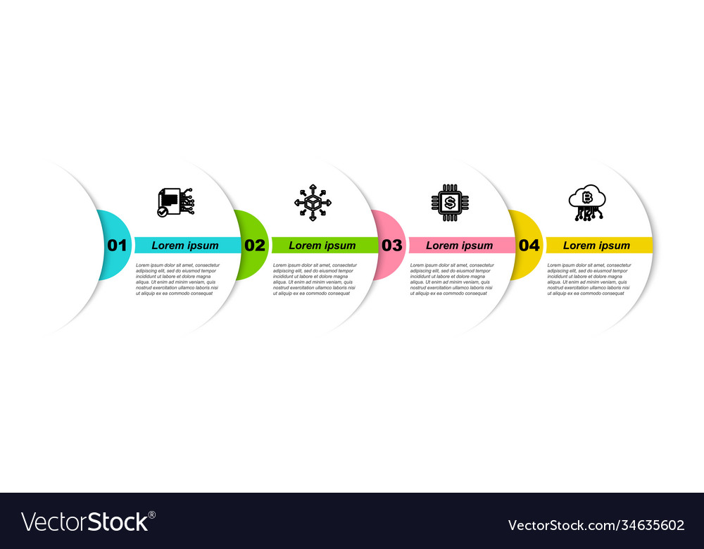 Set line smart contract distribution processor vector image Set line smart contract distribution processor