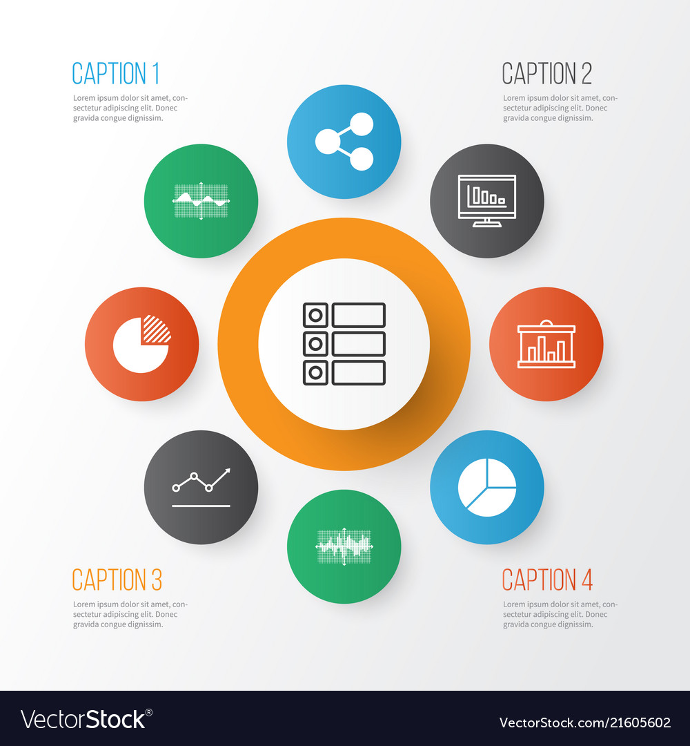 Set of graphs diagrams and statistics icons vector image Set of graphs diagrams and statistics icons