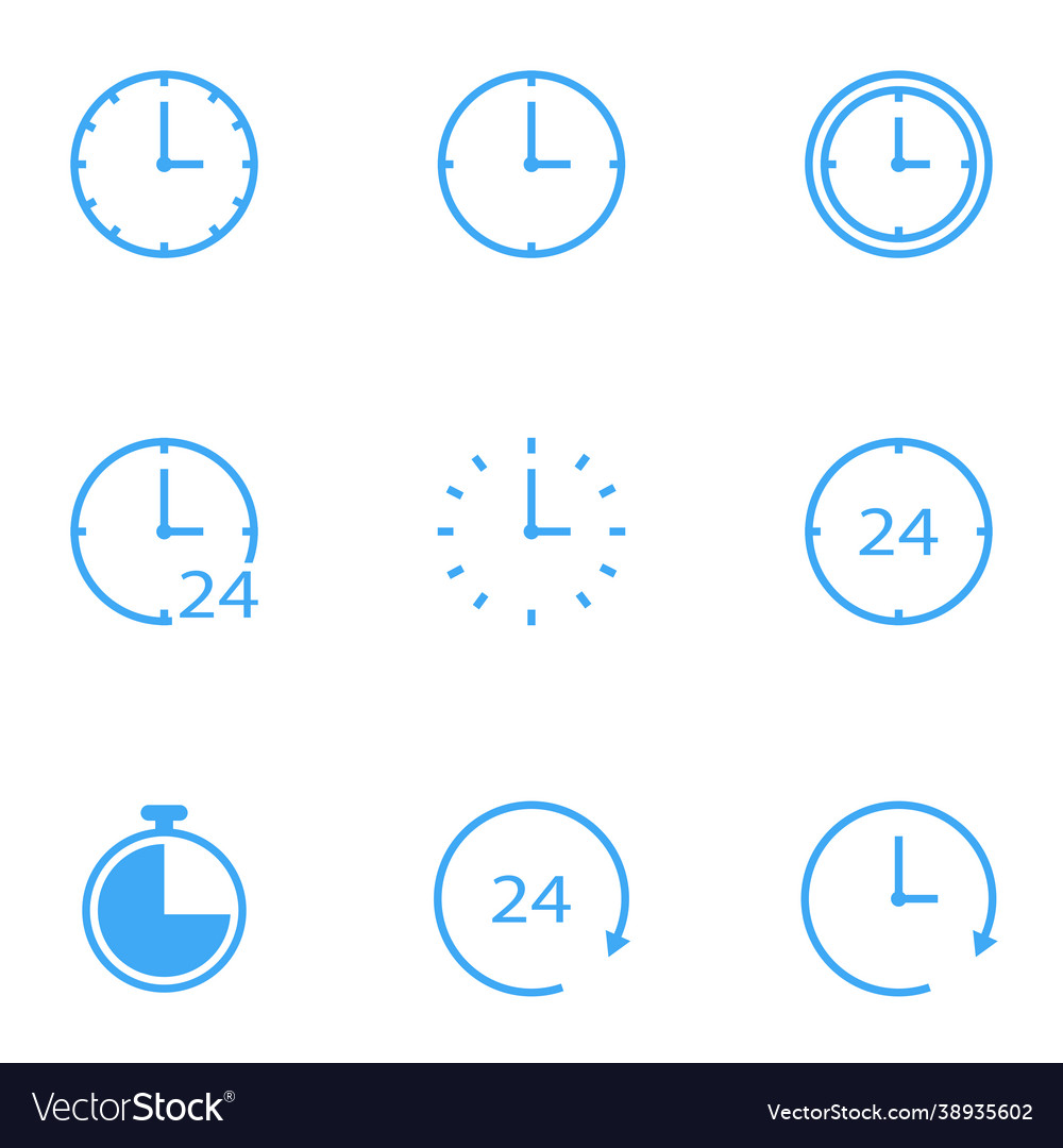 Time and clock line icons linear icon set vector image Time and clock line icons linear icon set