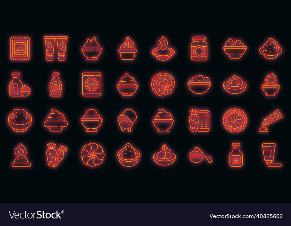 Wasabi icons set neon