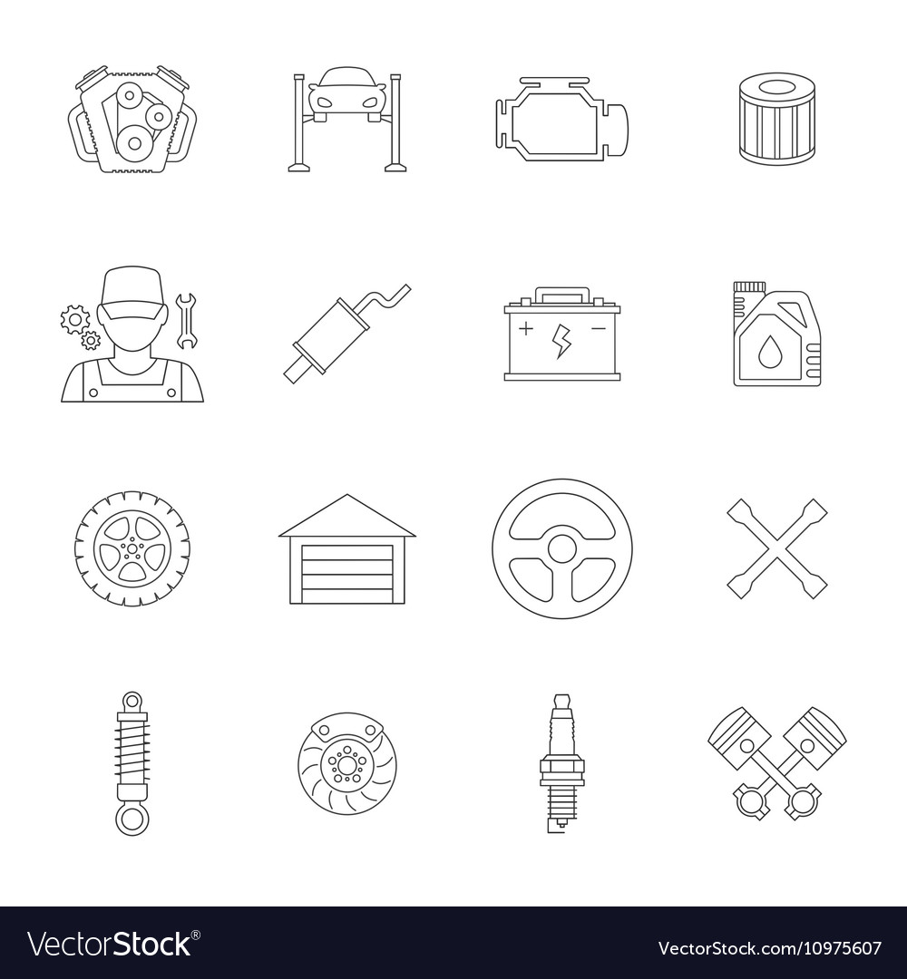 Auto service line icons set Royalty Free Vector Image