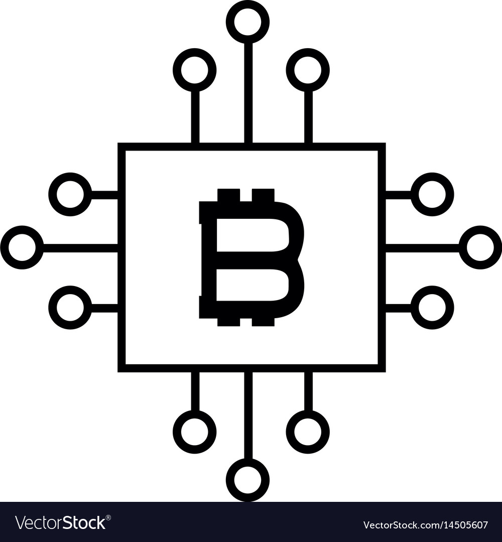 Bitcoin currency sign with circuits network