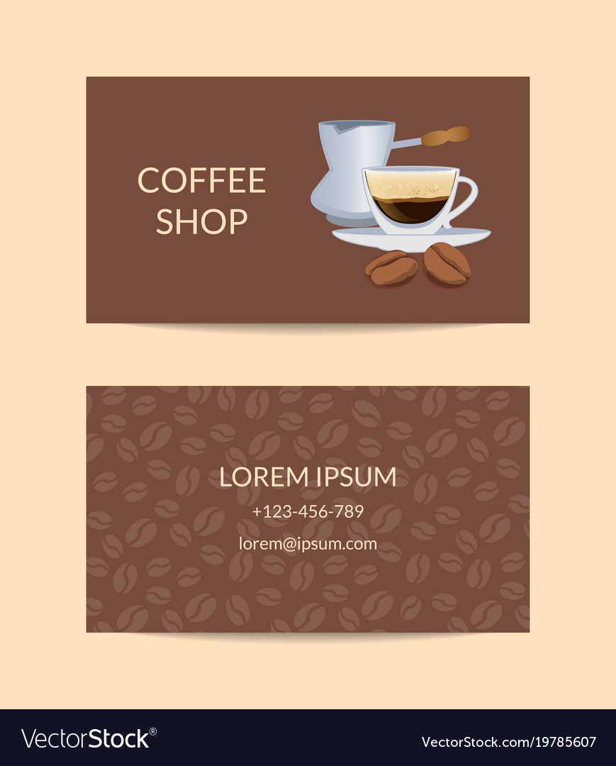 Coffee shop or company business card Royalty Free Vector Throughout Coffee Business Card Template Free