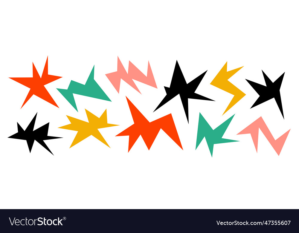Colorful sharp irregular shapes set abstract vector image Colorful sharp irregular shapes set abstract