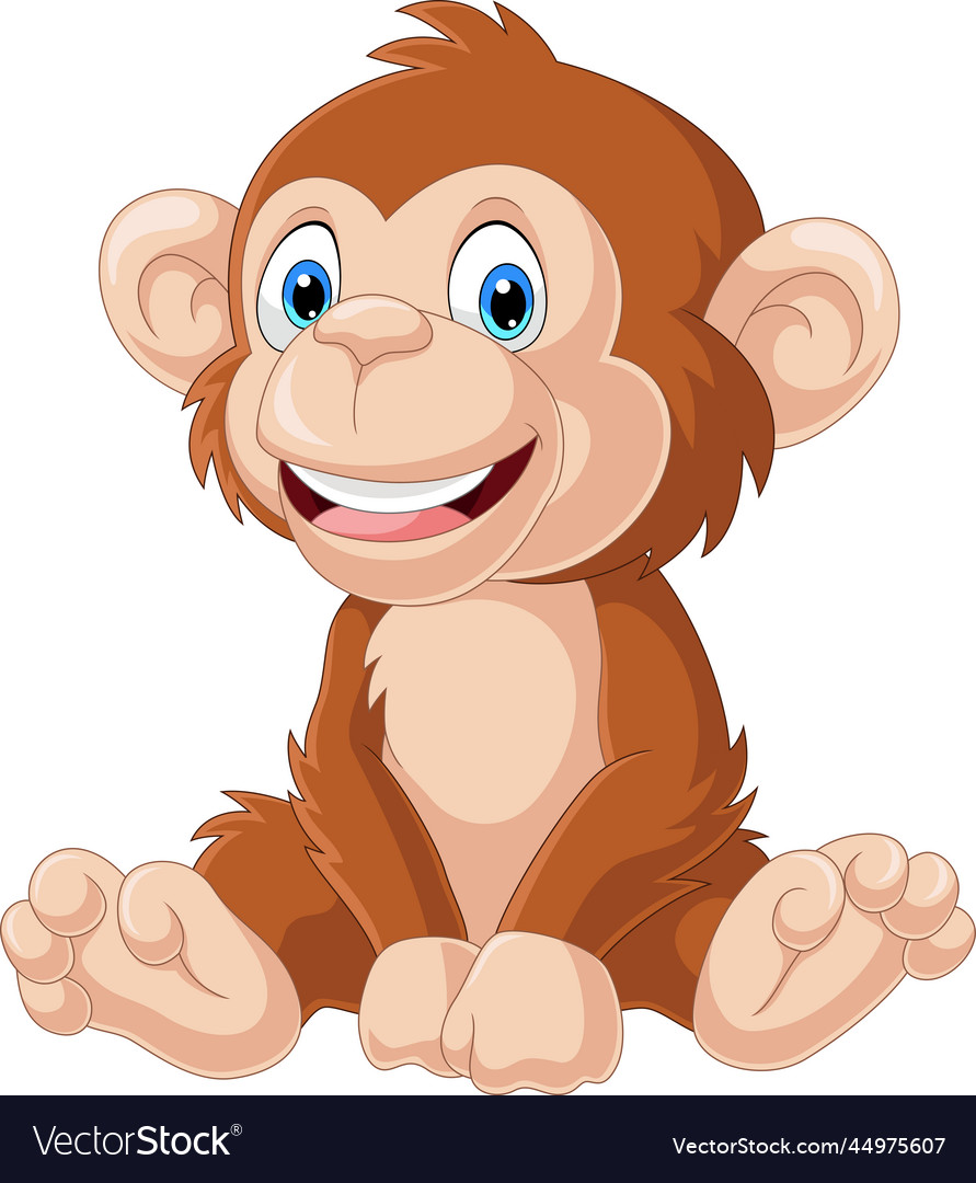 Cute little monkey cartoon sitting Royalty Free Vector Image