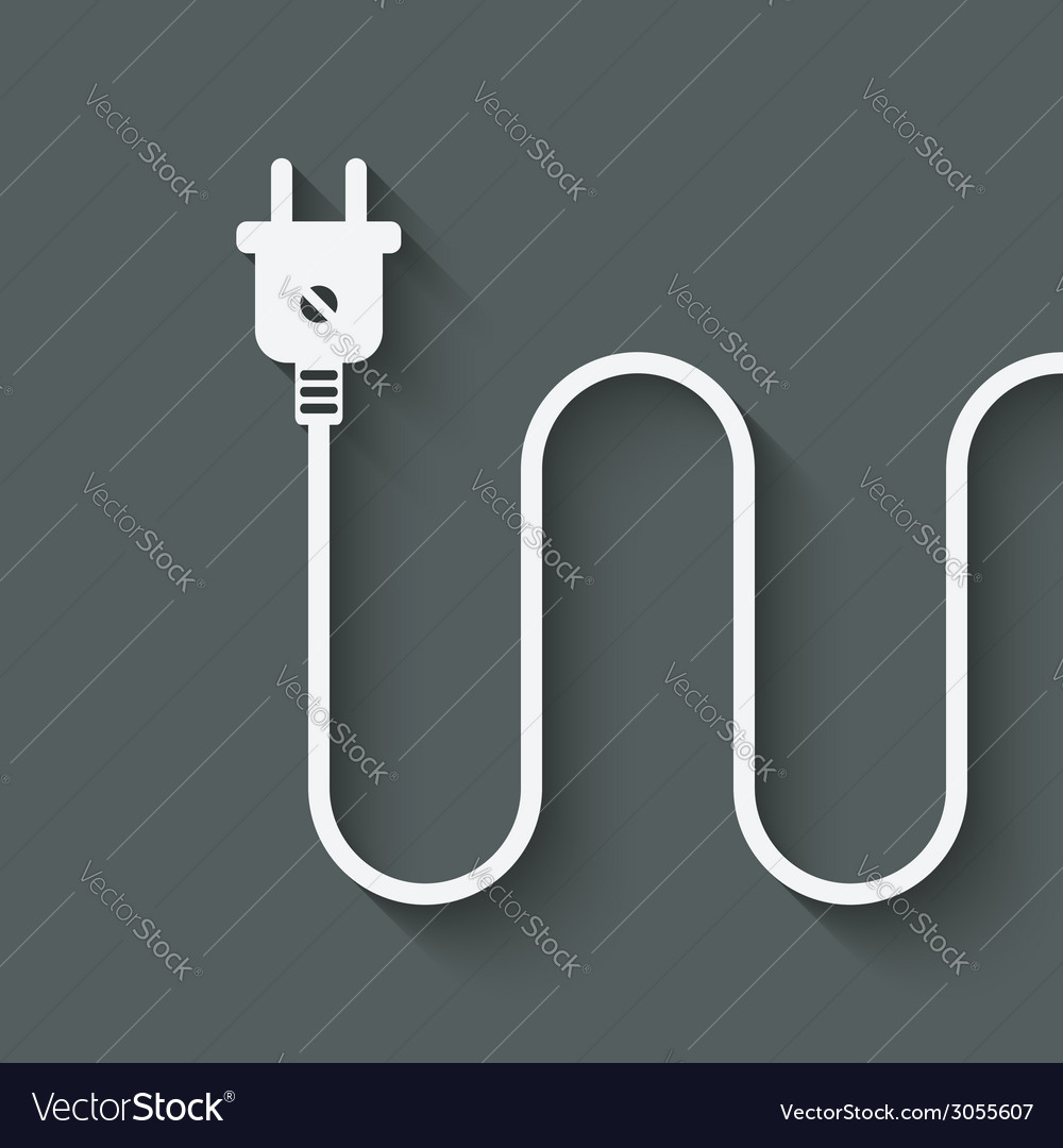 Electric wire with plug Royalty Free Vector Image