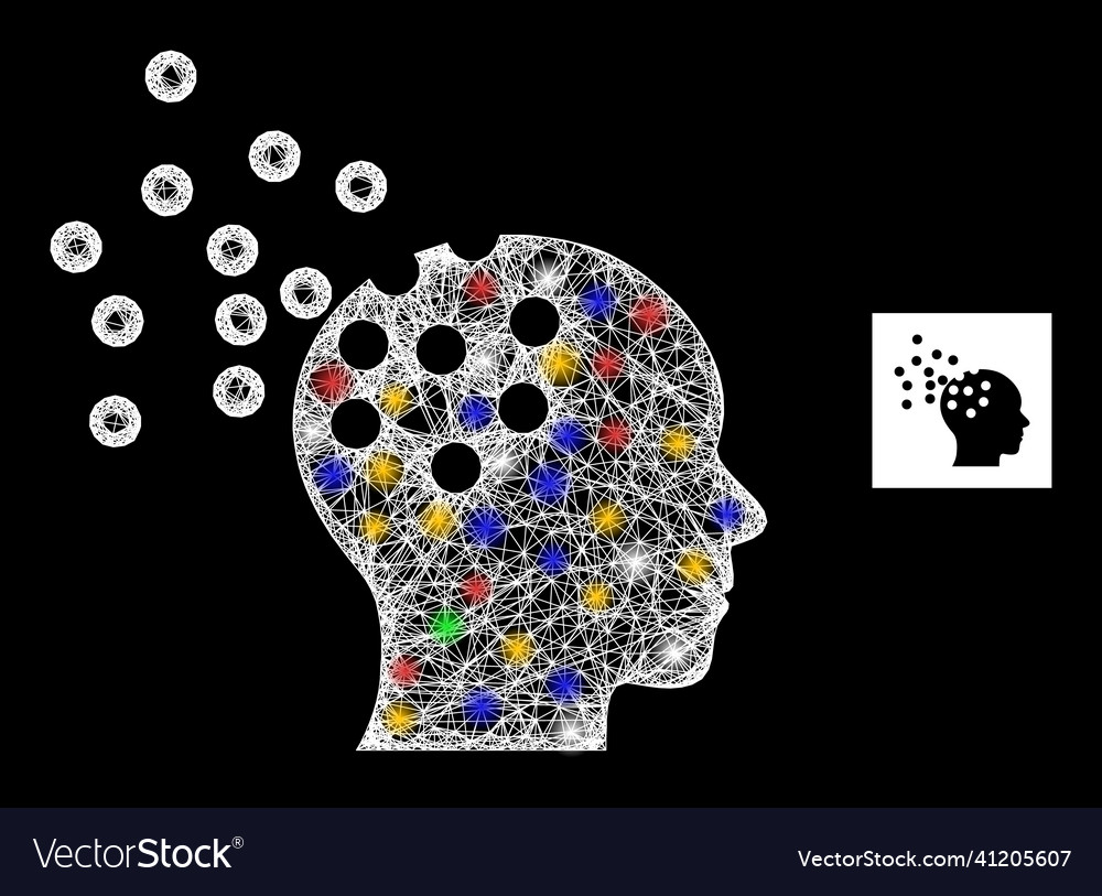 Hatched web mesh intellect synthesis icon vector image Hatched web mesh intellect synthesis icon