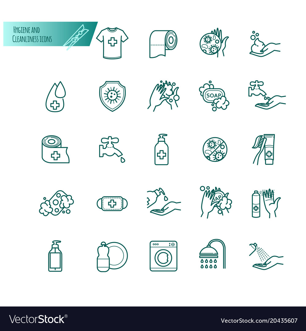 Hygiene and cleanliness thin line icons
