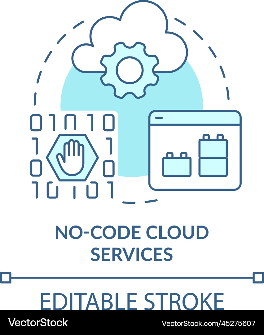 No-code cloud services turquoise concept icon Vector Image