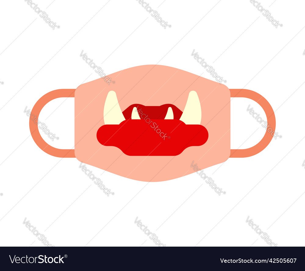 Schutzmaskenschablone mit Vampirmund vector image Schutzmaskenschablone mit Vampirmund