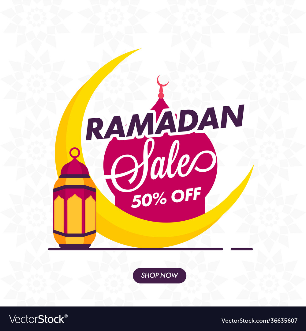 Ramadan sale poster design with 50 discount offer