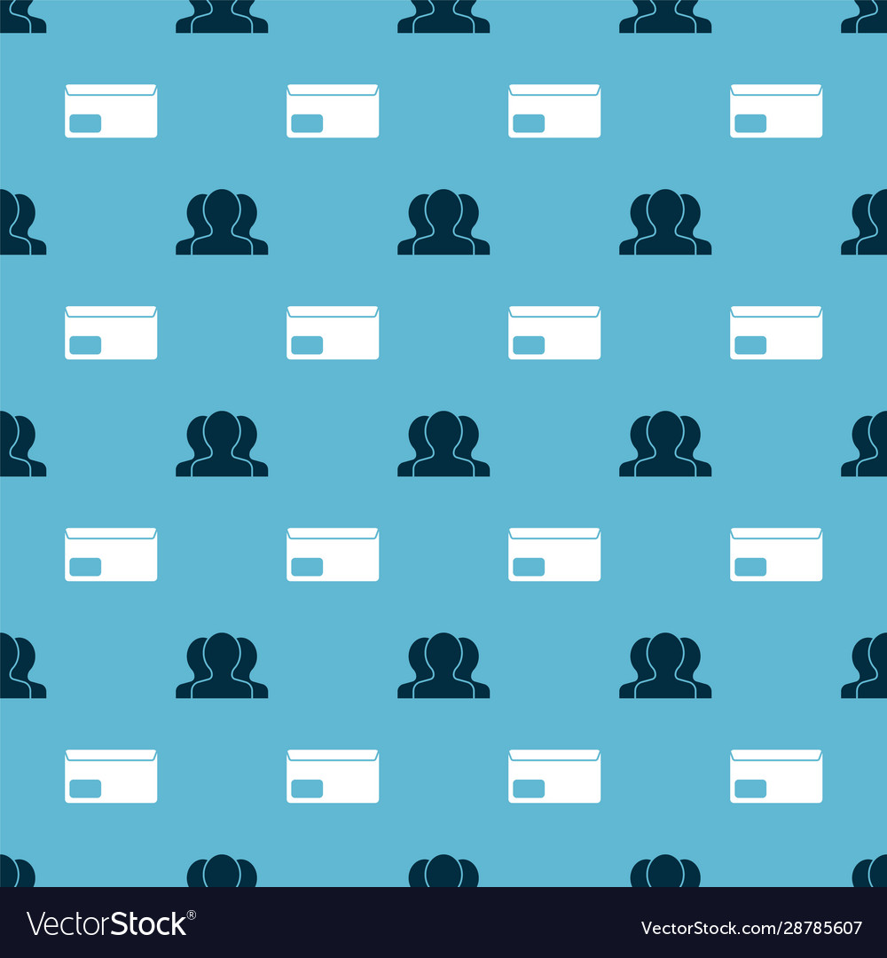 Set users group and envelope on seamless pattern vector image Set users group and envelope on seamless pattern