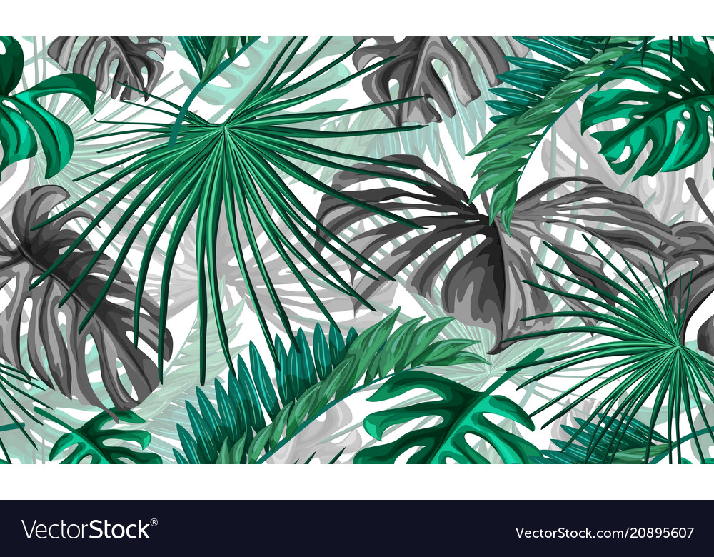 Tropical leaves summer seamless pattern vector image Tropical leaves summer seamless pattern