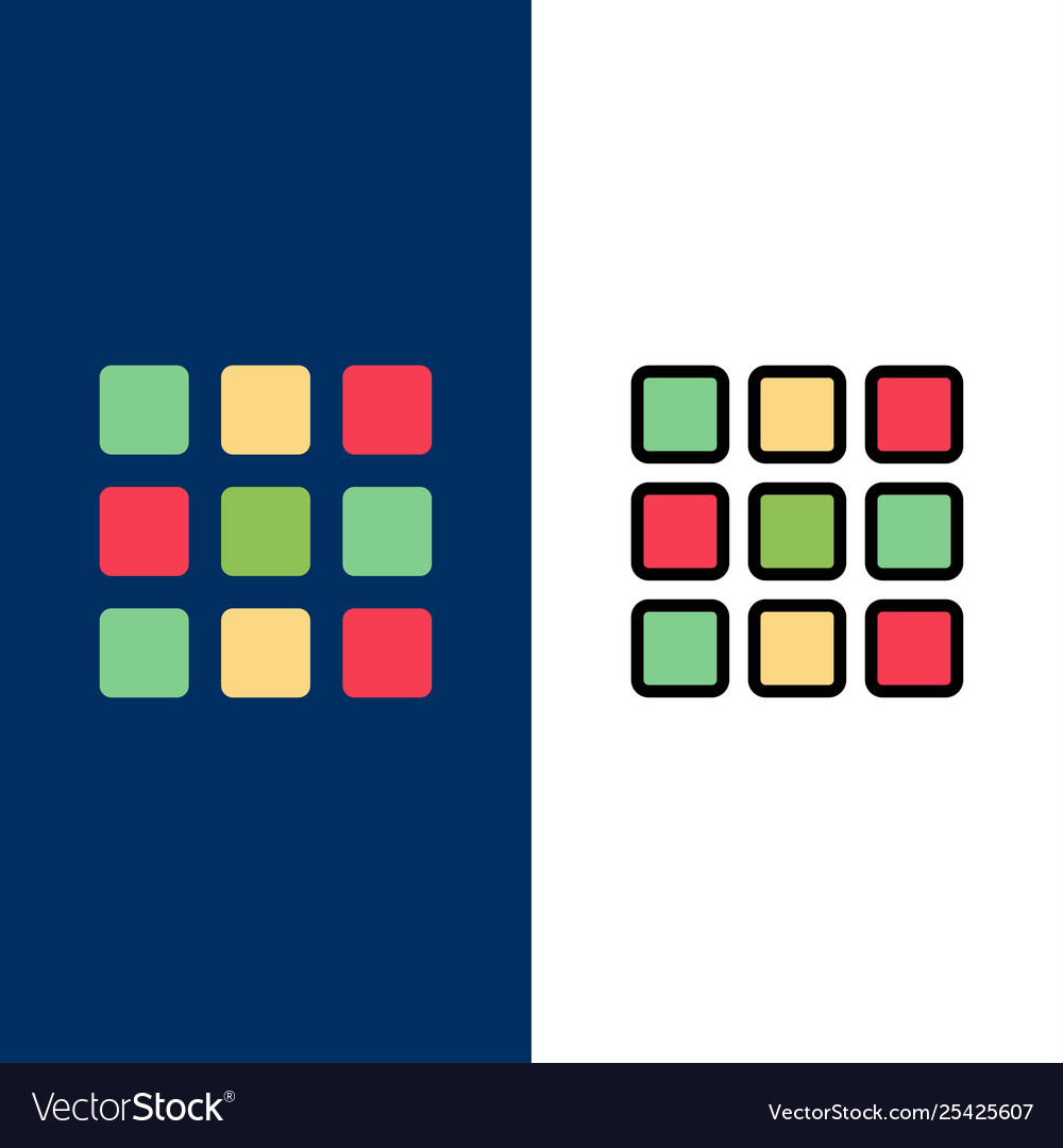 Web grid shape squares icons flat and line filled vector image Web grid shape squares icons flat and line filled
